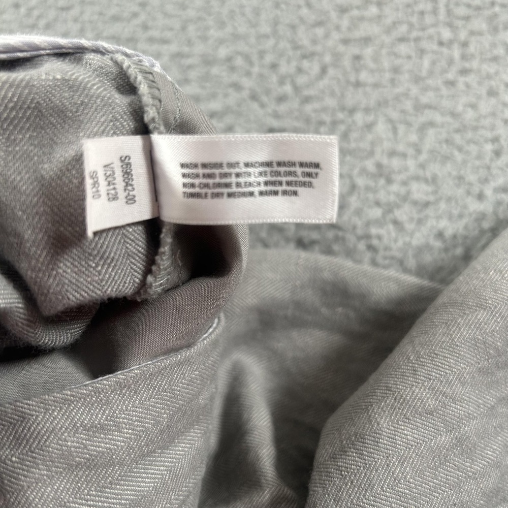 Gap Pants Womens 10 Gray Hip Slung Fit Linen Cotton Herringbone Straight Leg - Picture 5 of 16